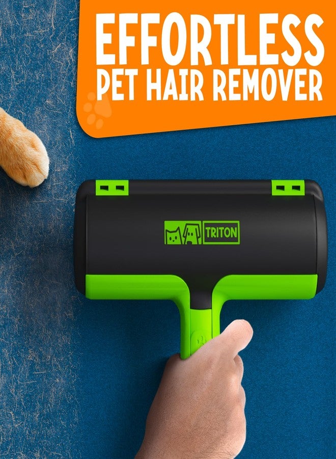 Triton Pet Hair Removal Tool w/Fur Trapping Compartment, 60% Smaller Storage Size, Reusable Shedding Roller, Cat and Dog Hair Remover for Car, Furniture, Carpet, Couch (Green) - Image 2